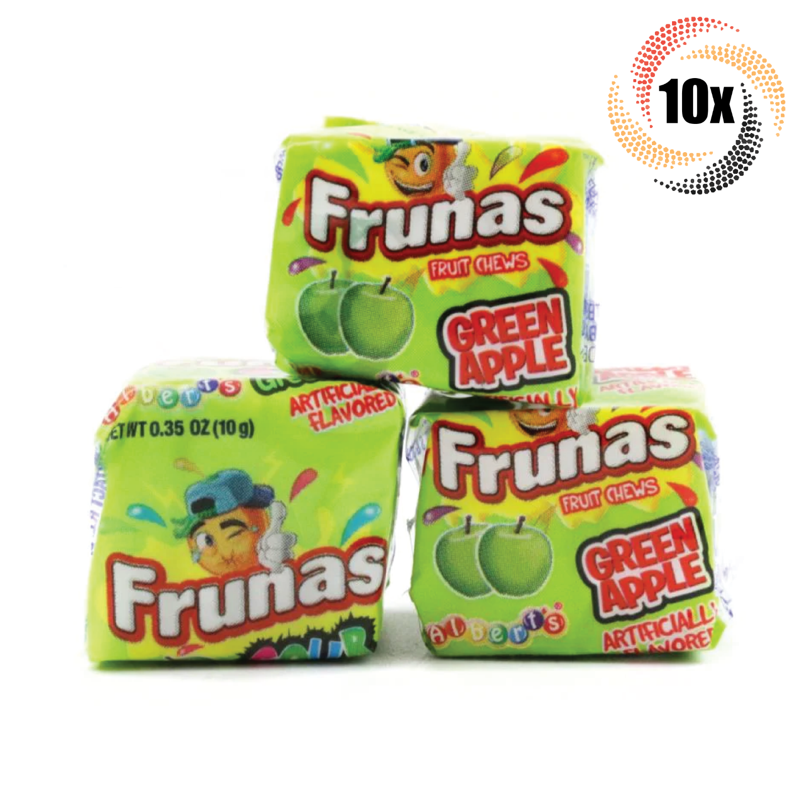 10x Packs Frunas Green Apple Fruit Chews | 4 Chews Per Pack | Fast Shipping - $7.41