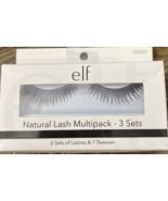 Elf Natural Lash Multipack -1pk of 3 Sets Of Eyelashes &amp; 1 Tweezer-NEW-S... - $646.40 MXN