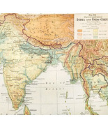 1920 Map India Indo China Physical Political Baluchistan Siam Tibet Vint... - $42.08 CAD