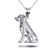 925 Sterling Silver Sitting Labrador Retriever Dog Pendant Necklace - £19.10 GBP+