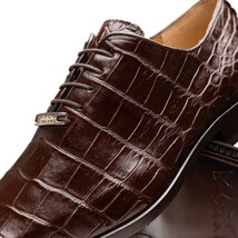 Marco Di Milano Genuine Alligator Oxford Leather Shoes Bono Brown image 3