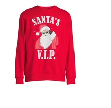 Holiday Time Men&#39;s Santa VIP Light Up Crewneck Fleece Sweatshirt Size S ... - £20.56 GBP