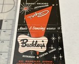 Front Strike Matchbook Cover Buckley’s Restaurant  Clearwater, FL gmg Un... - $12.38