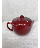 Antique Toy Modern Tone Burgundy Glass Teapot w Lid Great Shape Anchor H... - $39.11