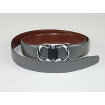 Mens VALENTINI Leather Belt Automatic Adjustable Removable Buckle V506S Gray image 2