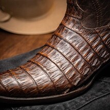 PHOENIX Genuine Caiman Belly Skin Cowboy Boot from the Western Collection Brown image 9
