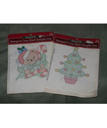 Bucilla Holiday Time Stamped Cross Stitch Sampler Fabric Set of 2 Unused... - £7.84 GBP