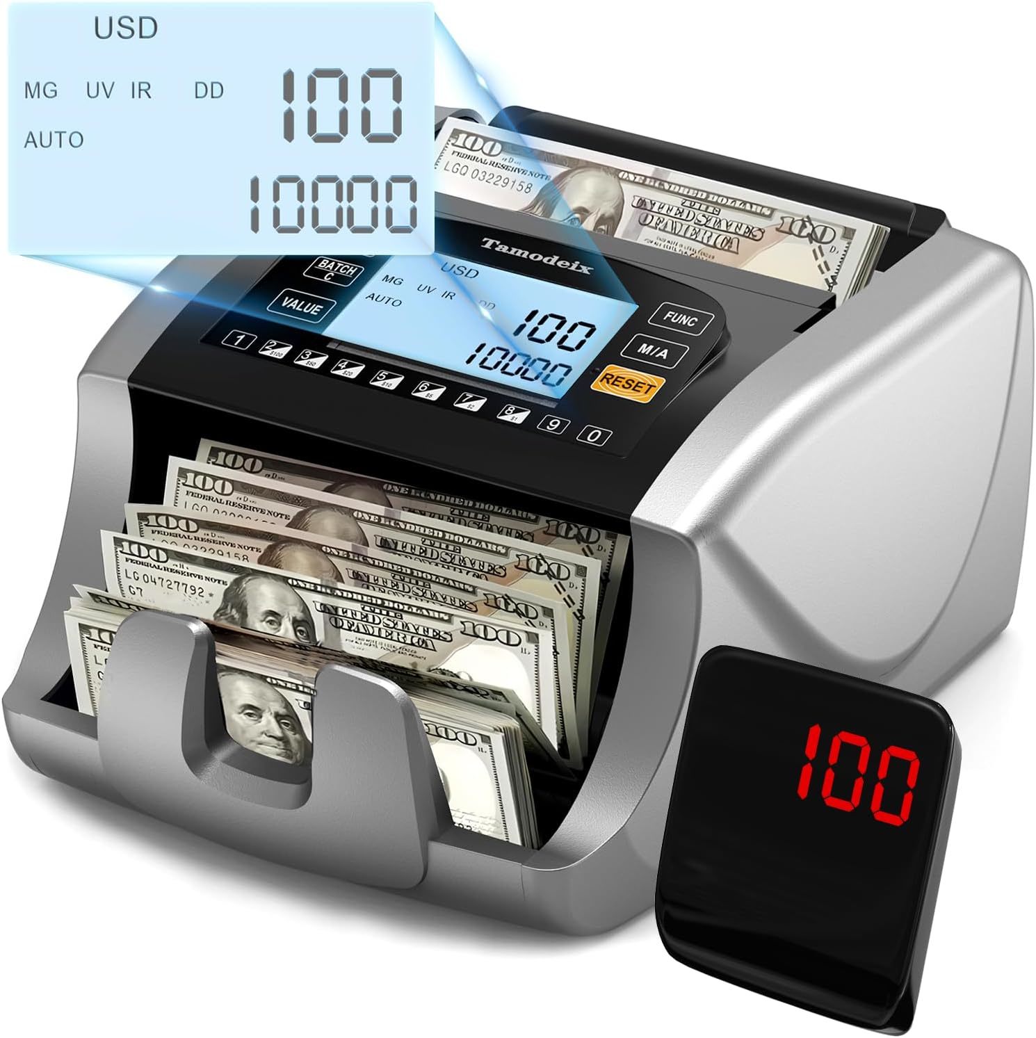 Money Counter Machine Tamodeix Bill with Value Count, Dollar, Silver  - $201.78