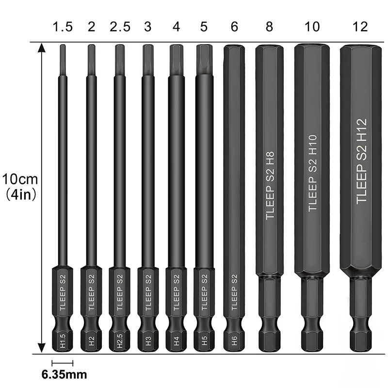 10pcs Hex Head Allen Wrench Drill Bits Set 100mm SAE Metric Allen Screwdriver Bi - £206.21 GBP