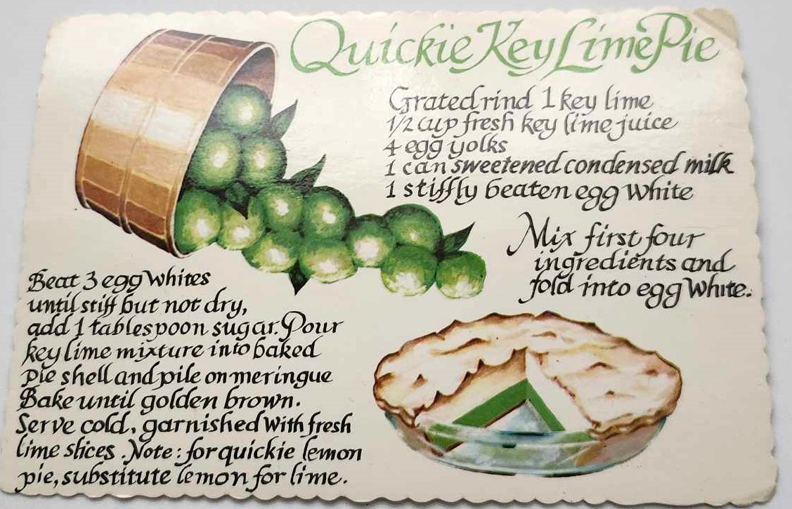Vintage Quickie Key Lime Pie Recipe Postcard - $4.99
