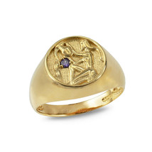 Gold Aquarius Zodiac Amethyst Ring - £349.25 GBP