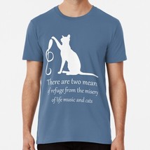 There Two Means Refuge Misery Life Music Cats Funny Cat Lover T-Shirt - £17.60 GBP