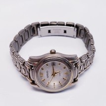 Vintage Unisex Adolfo Silver Toned Gold Dial Small Face Wristwatch *New Battery* - £23.27 GBP
