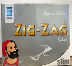Zig-Zag SILVER SLIM Rolling Papers~1 Box~50 Books w/ Display~Made France... - £27.68 GBP