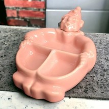 Vintage Hankscraft Ceramic Pink Clown Hot Water Childs Divided Plate Bowl  - £14.75 GBP