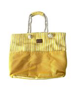 Sun N Sand Yellow White Striped Rope Handle Beach Tote Bag Zip Top - $25.20