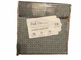 New Park View Collection 6 Piece Cal King Sheet Set  FALALA  Dark Gray and White - £47.73 GBP