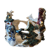 Blue Sky Clayworks Heather Goldminc Holiday Village Round Candle Jar Holder - €30,19 EUR