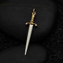 Sterling Silver Sword Pendant with Bronze Handle 41x10mm - $466.80 MXN