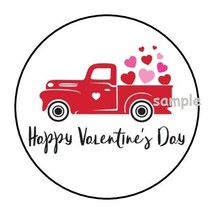 30 Happy Valentines Day Envelope Seals Labels Stickers 1.5&quot; Round Classic Truck - £6.00 GBP