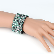 Cuff Wristband With Sparkling Swarovski Style Crystals - £17.66 GBP