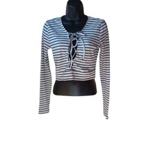 At Piece Women&#39;s Size Large Striped Lace Up Crop Top - £8.88 GBP