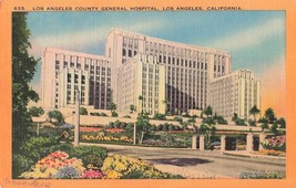 Vintage Linen Postcard Los Angeles Country General Hospital #635 - £9.73 GBP