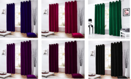 1 Pc Velvet Lined Curtain Eyelet Panel Grommet Ringtop Luxurious Lined Curtain - £25.15 GBP+