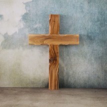 7.5&#39; Olive Wood Cross  (Wavy Edge), Confirmation Cross, Holy Wall Cross, Hand Ma - £31.59 GBP