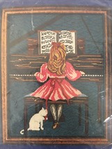 #30180 Candamar 1981 "Girl At Piano" Cat Longstitch Needlepoint Picture Kit Nip! - $59.40