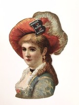 Victorian Burdock Blood Bitters Hat Lady Die Cut Woman 1800s Woman from Card - £7.98 GBP