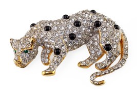 Carolee Costume Broche Neige Léopard avec Strass Et Faux Onyx - $138.51