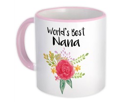 Worlds Best NANA : Gift Mug Love Family Flower Christmas Grandma Boho Floral - £12.81 GBP