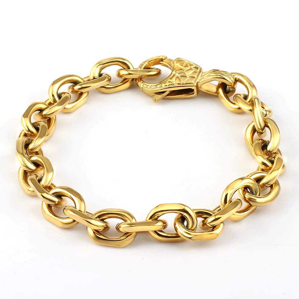 316L Stainless Steel Gold Cross O Chain Bracelat Bangles For Women Men Accesorie - £14.54 GBP