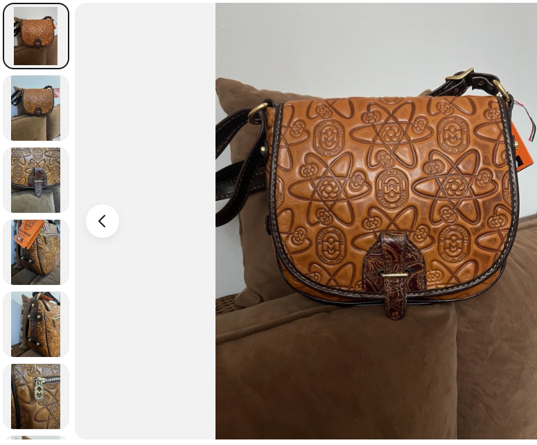 Marino Orlandi Italian Leather Large Saddle Crossbody Bag w/ Embossed Fl... - $410.37