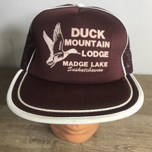 Vtg Duck Mountain Lodge Madge Lake Saskatchewan Canada Purple SnapBack Hat  P1 - £13.45 GBP