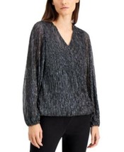 MSRP $80 Alfani Metallic Surplice Top Size Medium - £31.98 GBP