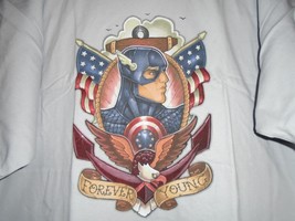 TeeFury Captain America XLARGE &quot;Forever Young&quot; Tribute Parody Shirt GRAY - $15.00