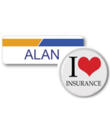 ALAN PROGRESSIVE INSURANCE MAGNET NAME BADGE &amp; BUTTON HALLOWEEN SHIPS FREE - $342.87 MXN