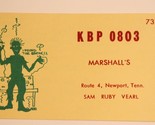 Vintage CB Ham Radio Card KBN 0803 Newport Tennessee  - $4.94