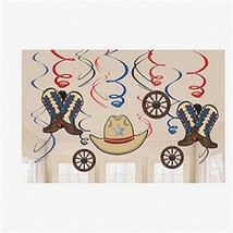 Rustic Rodeo Swirls - 12 Pack of Western Party Hanging Decorations with Cowboy C - $27.71