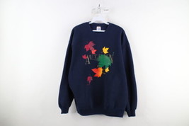 Vintage 90s Streetwear Mens Large Faded Spell Out Autumn Leaves Sweatshirt USA - £35.48 GBP