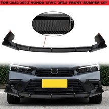 3PCS Carbon Fiber Look Front Bumper Lip Fit 11th Gen Honda Civic 2022-2023 Sedan - £45.72 GBP