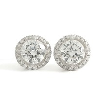Authenticity Guarantee 
GIA Certified Round Diamond Halo Stud Earrings 14K Wh... - £5,110.92 GBP