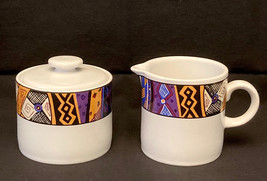 Sakura Masquerade creamer and sugar set vintage 1992 retired pattern multicolor - £11.99 GBP