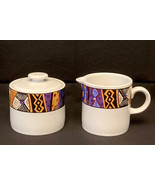 Sakura Masquerade creamer and sugar set vintage 1992 retired pattern mul... - $280.57 MXN
