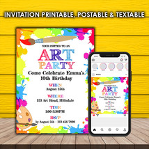 Art Party Invitation &amp; Social Media Template - Birthday Party  - $11.99