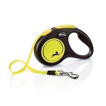 Flexi Classic Retractible Neon Reflective Tape Leash Black/Neon Yellow, 1ea/SM, - £44.27 GBP