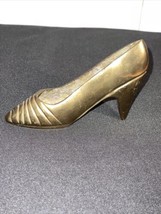 Vtg Brass High Heel Shoe Paperweight/ Pin Cushion 5”x3.5” India - £16.41 GBP