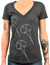 Lowbrow Art Sheers Hairdresser Scissors Vneck Charcoal Tee Tattoo Top S-... - $27.43